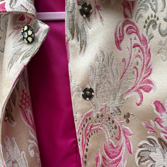 Liz Claiborne Gold Rose Brocade Cropped Jacket Y2K Inspired Coquette M - Picture 11 of 13
